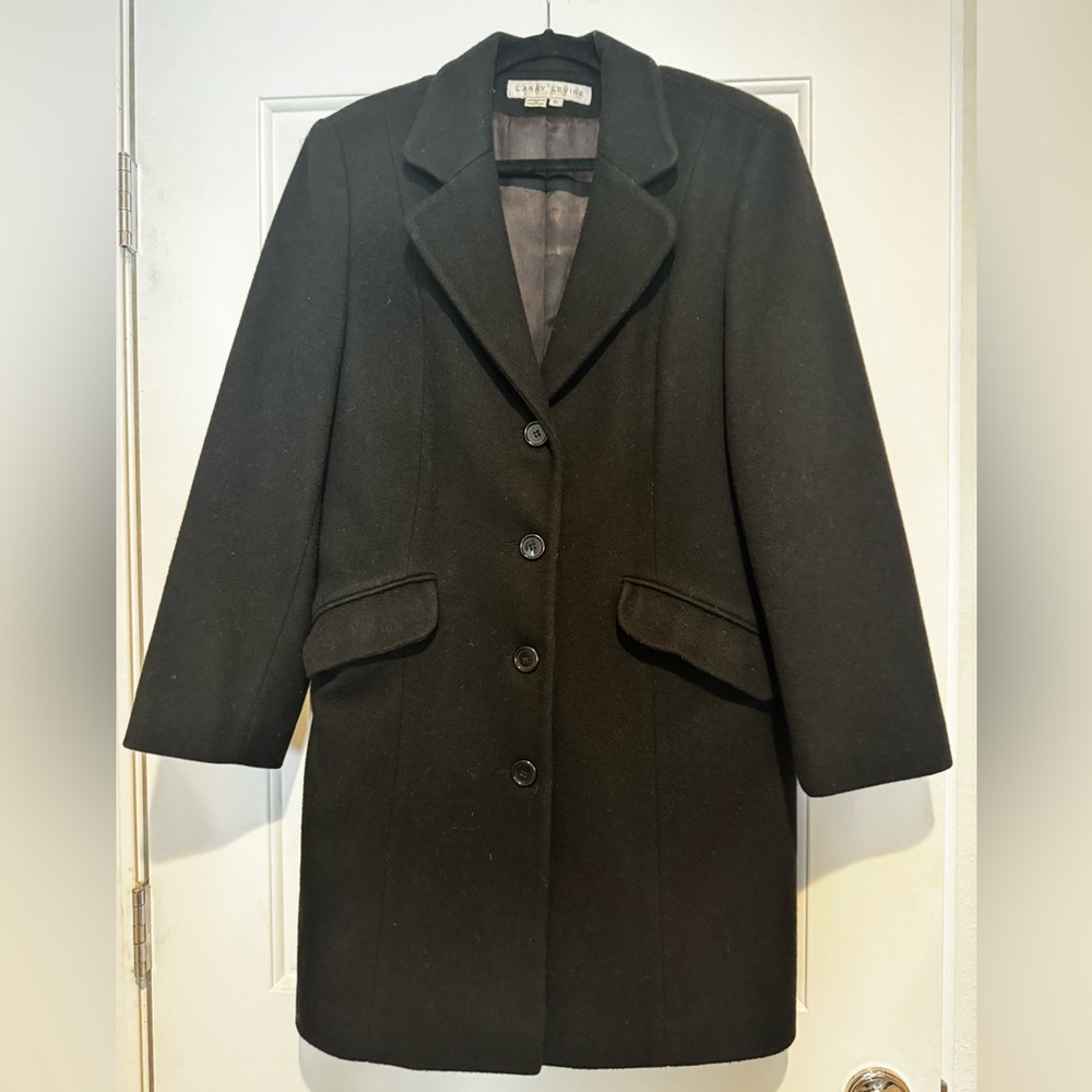 Larry Lavine 100% Wool Single Breasted Button Up Lined Trench Coat